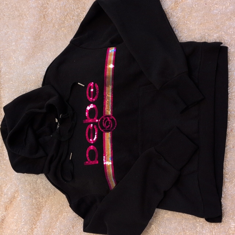 NWT Gorgeous BEBE PINK HOODIE Sz M